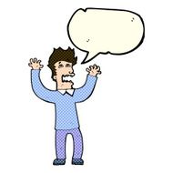 cartoon terrified man with speech bubble N119