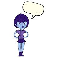 cartoon pretty vampire girl with speech bubble N18