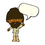 cartoon hippie man in wellington boots with speech bubble N6
