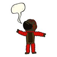 cartoon astronaut reaching with speech bubble N6