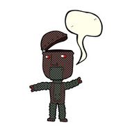 cartoon robot with speech bubble N100