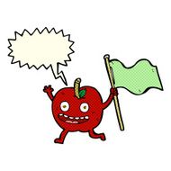cartoon apple with flag speech bubble N6