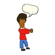 cartoon bored man showing the way with speech bubble N6