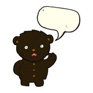 cartoon unhappy black teddy bear with speech bubble N3