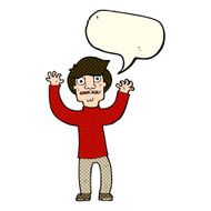 cartoon terrified man with speech bubble N120