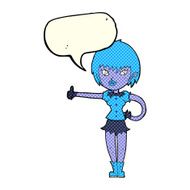 cartoon vampire girl giving thumbs up sign with speech bubble N10