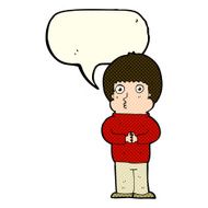 cartoon shy boy with speech bubble N12