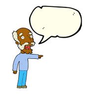 cartoon scared old man pointing with speech bubble N6