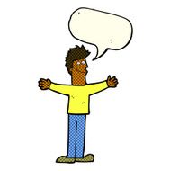cartoon happy man with speech bubble N255