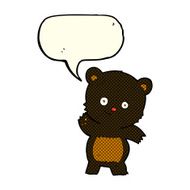 cute black bear cartoon with speech bubble N6