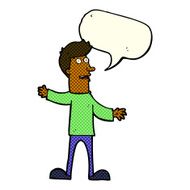 cartoon surprised man with speech bubble N76