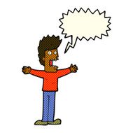 cartoon terrified man with speech bubble N121