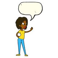 cartoon woman waving with speech bubble N190