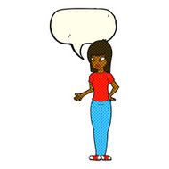 cartoon woman explaining with speech bubble N29