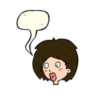 cartoon woman looking with speech bubble N6