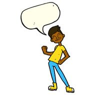 cartoon celebrating man with speech bubble N5