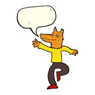 cartoon happy fox man with speech bubble N14