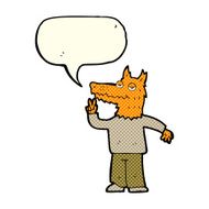 cartoon happy fox man with speech bubble N15