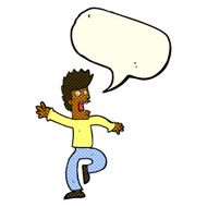 cartoon frightened man with speech bubble N46