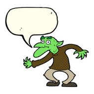 cartoon goblin with speech bubble N6