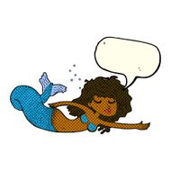 cartoon mermaid with speech bubble N36