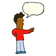 cartoon man pointing with speech bubble N107