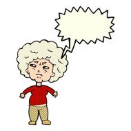 cartoon annoyed old woman with speech bubble N12