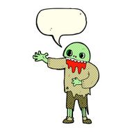 cartoon spooky zombie with speech bubble N6