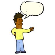 cartoon man pointing with speech bubble N108