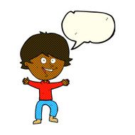 cartoon happy boy laughing with speech bubble N17