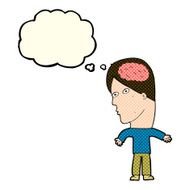 cartoon man with brain symbol speech bubble N12
