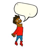 cartoon drenched man flying with speech bubble N6