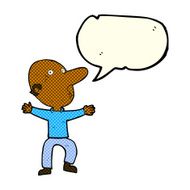 cartoon worried middle aged man with speech bubble N6