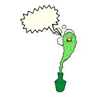 cartoon spooky ghost in bottle with speech bubble N6