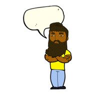 cartoon serious man with beard speech bubble N12