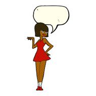 cartoon pretty woman with speech bubble N152