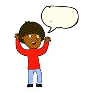 cartoon happy boy laughing with speech bubble N18