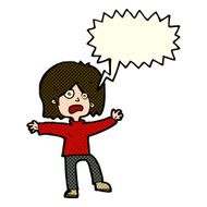 cartoon scared person with speech bubble N6