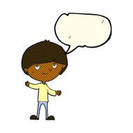 Cartoon happy boy with speech bubble N130
