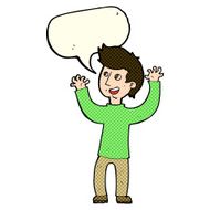 cartoon happy man with speech bubble N257