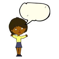 cartoon worried woman with speech bubble N43