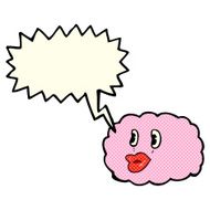cartoon cloud symbol with speech bubble N6