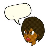 cartoon annoyed woman with speech bubble N104