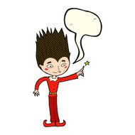 cartoon magic christmas elf with speech bubble N6