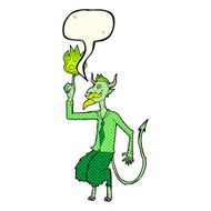 cartoon devil in shirt and tie with speech bubble N3
