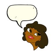 cartoon happy woman with speech bubble N145