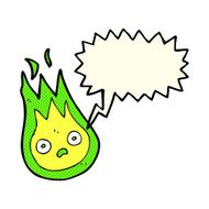 cartoon friendly fireball with speech bubble N10