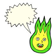 cartoon friendly fireball with speech bubble N11