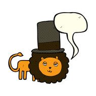 cartoon lion in top hat with speech bubble N5