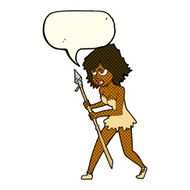 cartoon cave girl with speech bubble N6